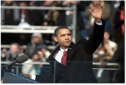 Obama at the end of his inaugural address, January 20, 2009. Photo by Petty Officer 1st Class Chad J. McNeeley, USN.