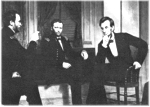 Detail, Abraham Lincoln meets with miltary advisors, February, 1865, City Point, Virginia. Oil by George P. A. Healy.