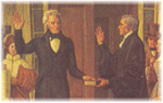 Detail, Andrew Jackson's Inauguration, 1829. Painting by Allyn Cox.